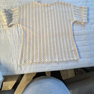 Chico's Beige and White Crochet Blouse
